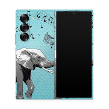 Custodia protettiva in fibra di carbonio compatibile con Samsung Galaxy Z Fold 6 - Elefante musicale - Pellicola protettiva in vinile 3M di alta