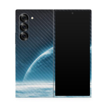 Koolstofvezel telefoonhoes compatibel met Samsung Galaxy Z Fold 6 - Outer Space - Premium 3M vinyl beschermende wrap sticker cover - eenvoudig aan te