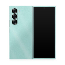 Glanzende glitter telefoonhoes compatibel met Samsung Galaxy Z Fold 6 - Solid Seafoam - Premium 3M vinyl beschermhoes met sticker - eenvoudig aan te