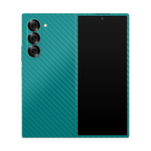 Película de Fibra de Carbono Compatível com Samsung Galaxy Z Fold 6 - Verde Teal - Vinil 3M Premium