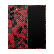 Película de Fibra de Carbono para Samsung Galaxy Z Fold 6 - Camo Vermelho - Vinil 3M Premium - Fácil de Aplicar | Cra