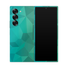 Skin para Telefone Compatível com Samsung Galaxy Z Fold 6 - Polígono Azul Verde - Adesivo Protetor Premium 3M