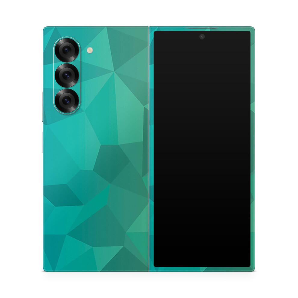 Phone Skin Compatible With Samsung Galaxy Z Fold 6 - Polygon - Premium 3M Vinyl Protective Wrap Decal Cover - Easy To Apply | Crafted In Th Blue/Green 198460946867