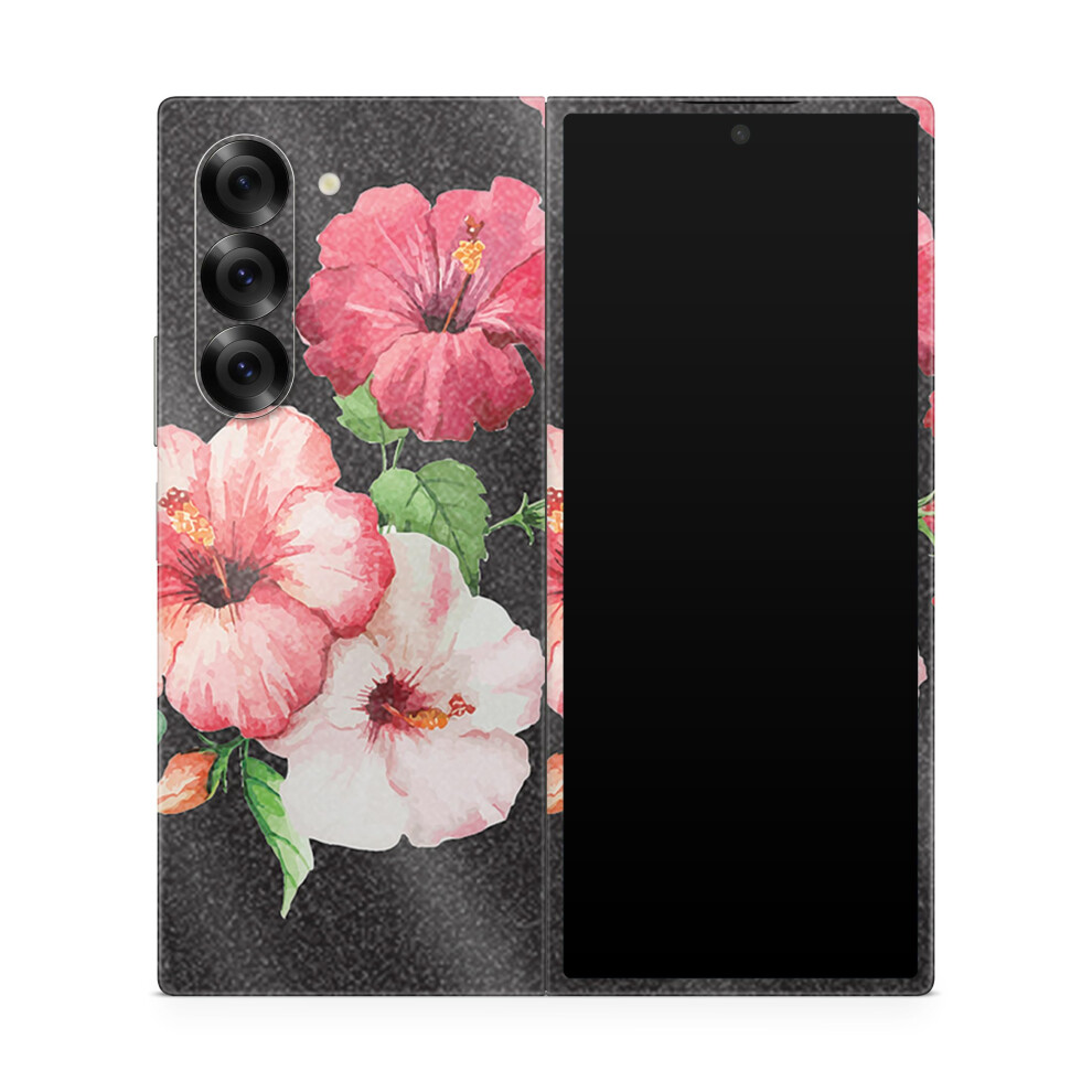 Glossy Glitter Phone Skin Compatible With Samsung Galaxy Z Fold 6 - Hibiscus - Premium 3M Vinyl Protective Wrap Decal Cover - Easy To Apply | Crafted 198460946850