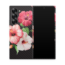 Pele de Fibra de Carbono Compatível com Samsung Galaxy Z Fold 6 - Hibiscus - Vinil Protetor 3M