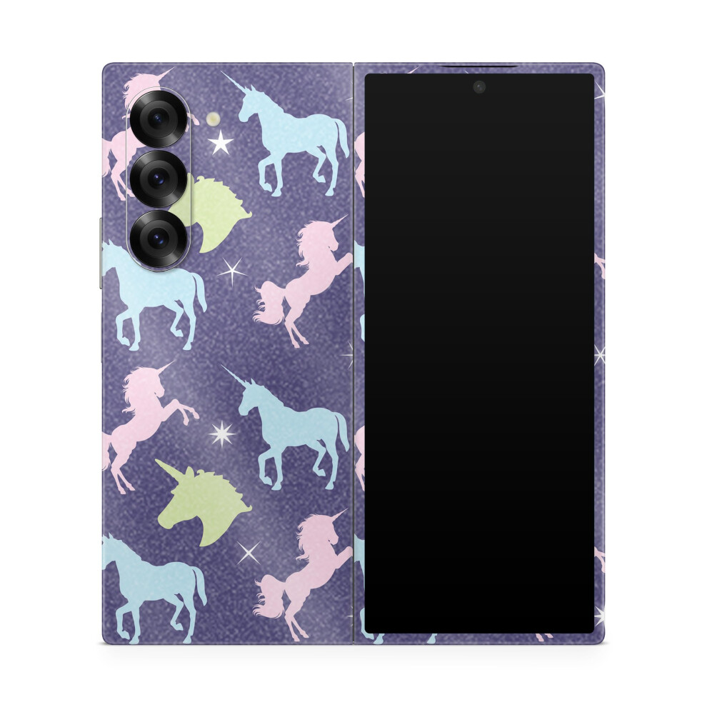 Glossy Glitter Phone Skin Compatible With Samsung Galaxy Z Fold 6 - Unicorn Dream - Premium 3M Vinyl Protective Wrap Decal Cover - Easy To Apply | Cra 198460946706