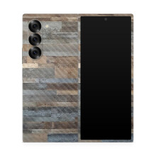 Custodia protettiva in fibra di carbonio compatibile con Samsung Galaxy Z Fold 6 - Legno grigio - Pellicola protettiva in vinile 3M di alta quali