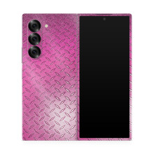 Glanzende glitter telefoonhoes compatibel met Samsung Galaxy Z Fold 6 - Pink Diamond Plate - Premium 3M vinyl beschermende wrap sticker cover - eenvo