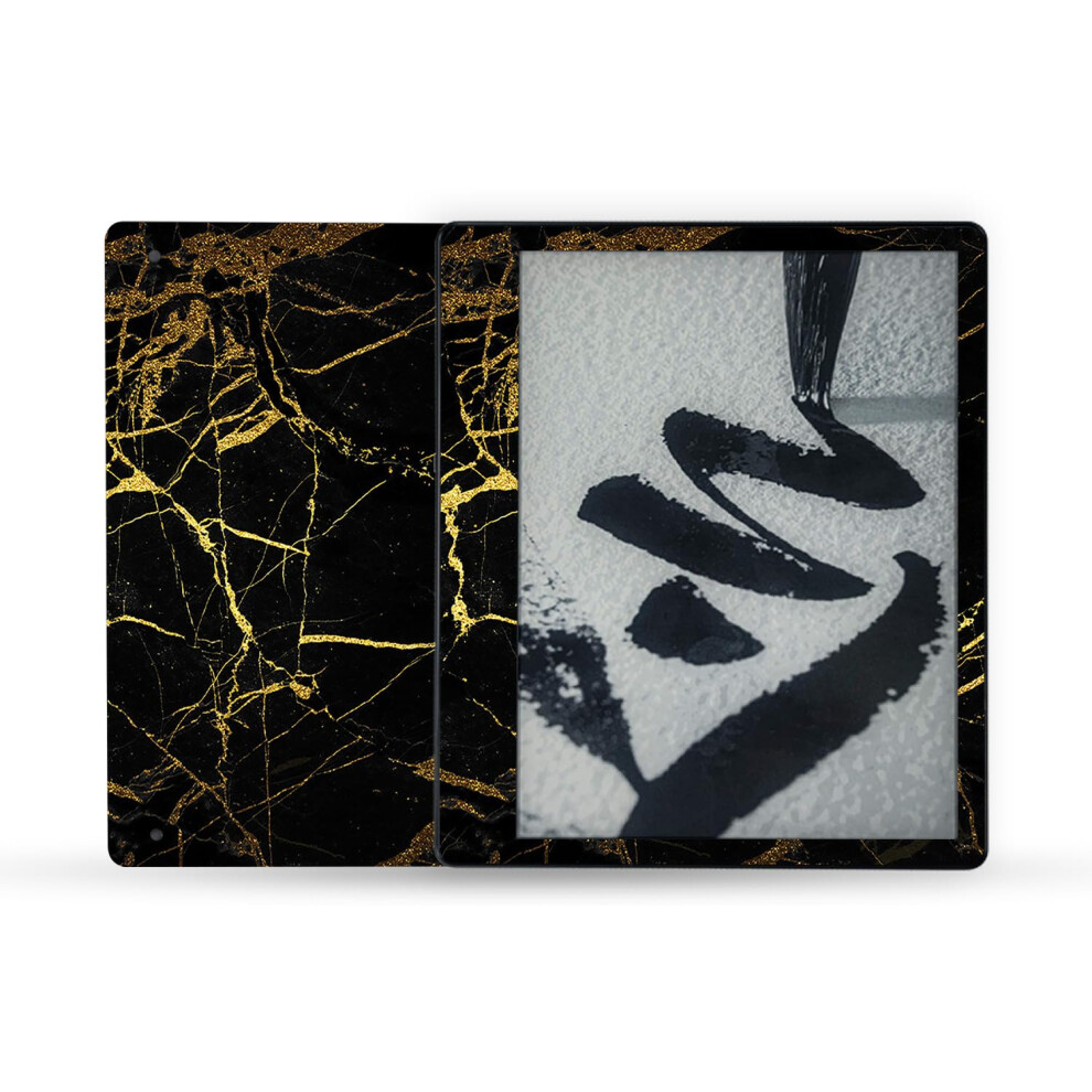 Mightyskins Skin Compatible With Amazon Kindle Scribe (2022) Full Wrap - Marble | Protective And Unique Vinyl Decal Wrap Cover | Easy To A Black/Gold 197560683450