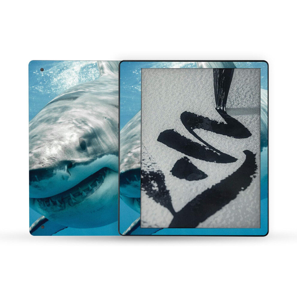Mightyskins Skin Compatible With Amazon Kindle Scribe (2022) Full Wrap - Great Shark | Protective And Unique Vinyl Decal Wrap Cover | Easy To A White 197560684891