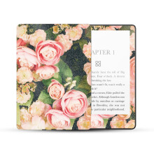 MightySkins Glossy Glitter Skin Compatible with Amazon Kindle Paperwhite 5 6.8-inch 11th Gen (2021) Full Wrap - Faded Roses | Protective High-Gloss G