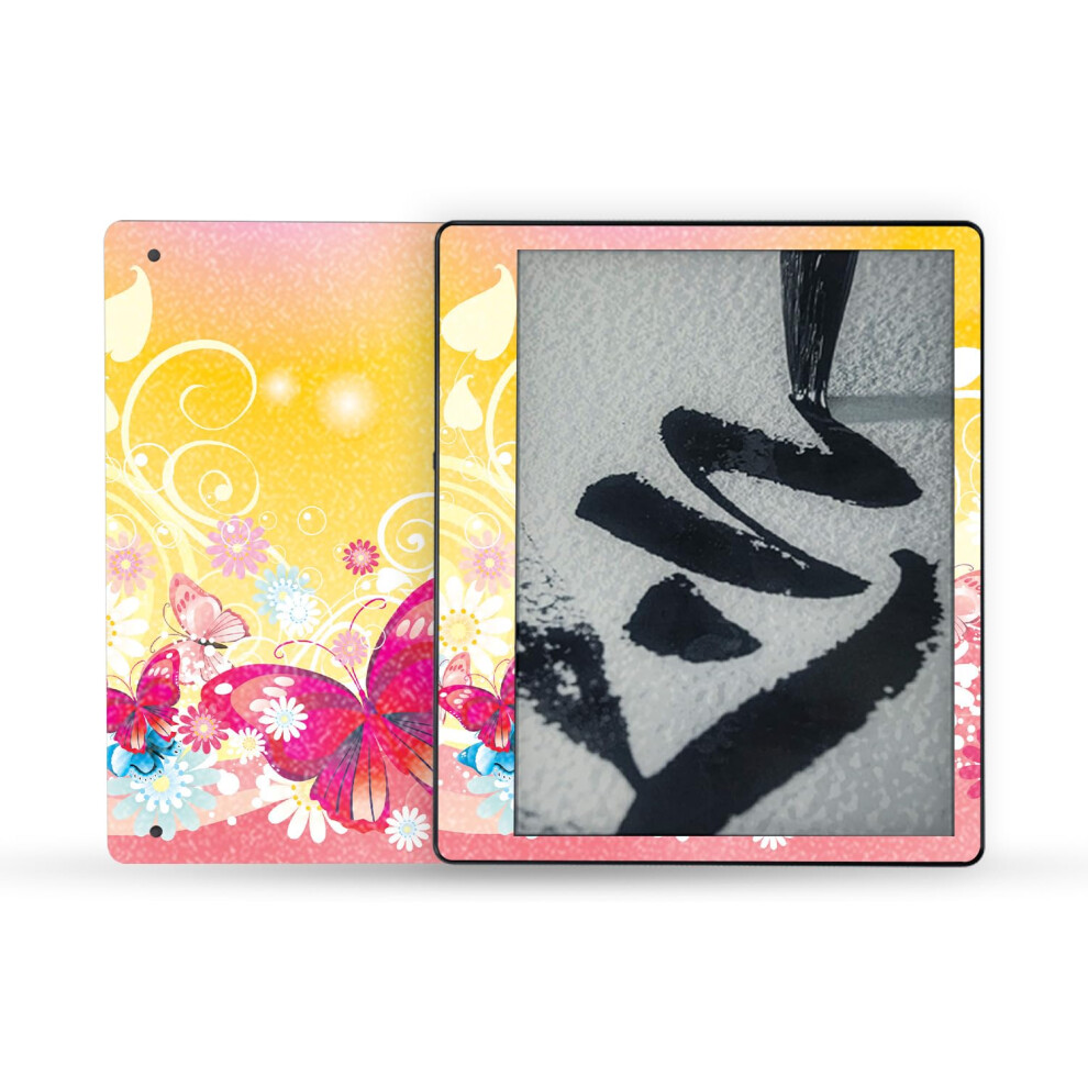 Mightyskins Glossy Glitter Skin Compatible With Amazon Kindle Scribe (2022) Full Wrap - Floral Butterfly | High-Gloss Glitter Finish | Easy To Apply | 197560703165