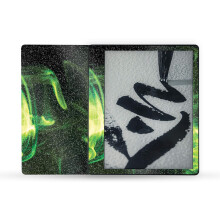 MightySkins Glnzende Glitzer-Skin, kompatibel mit Amazon Kindle Scribe (2022), Vollfolierung  Grne Mystische Flammen | Hochglnzendes Glitzer-