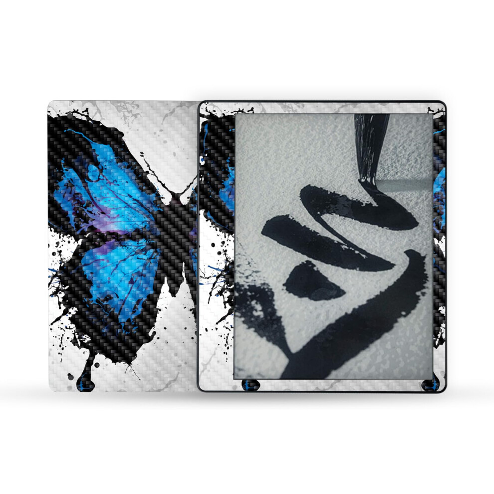 Mightyskins Carbon Fiber Skin Compatible With Amazon Kindle Scribe (2022) Full Wrap - Butterfly Splash | Textured Carbon Fiber Finish | Easy To Apply 197560693428