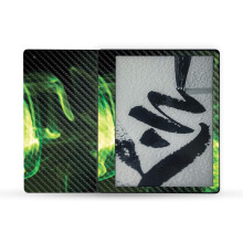 MightySkins koolstofvezel skin compatibel met Amazon Kindle Scribe (2022) volledige wrap - groene Mystic Flames | Getextureerde koolstofvezelafwe