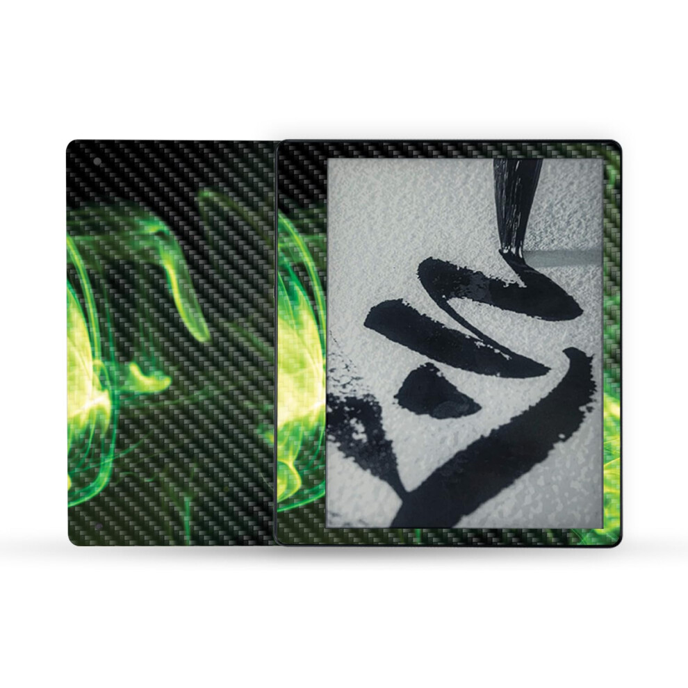 Mightyskins Carbon Fiber Skin Compatible With Amazon Kindle Scribe (2022) Full Wrap - Mystic Flames | Textured Carbon Fiber Finish | Easy To App Green 197560694432
