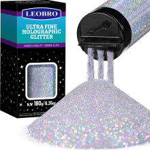 LEOBRO trpytky 180g/6,35oz strbrn trpytky holografick jemn trpytky remesln trpytky pro pryskyricov trpytky pro remesln dekorace DIY umen trpy