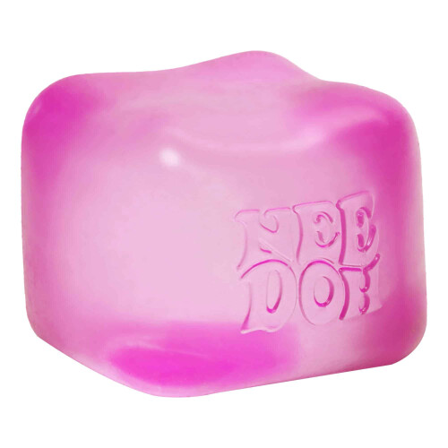 Schylling NeeDoh Nice Cube -Sensory Squeeze Toy with Super Solid Squish - 2.25"""" Cube - Pink