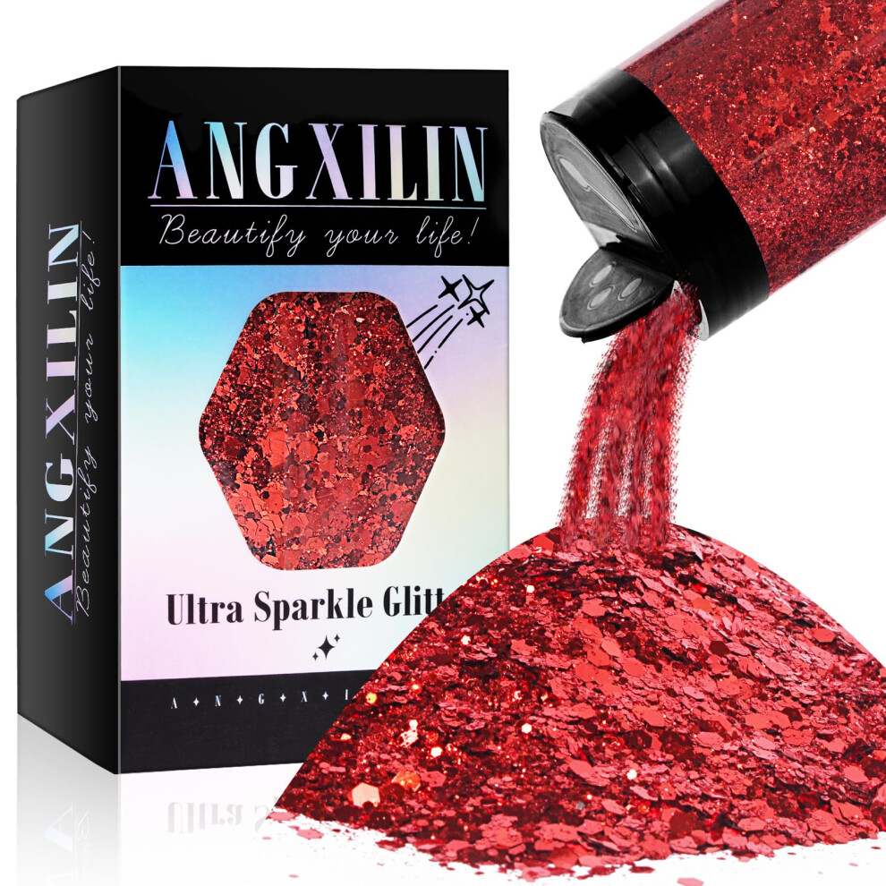 Angxilin Holografischer, Grober Und Feiner Gemischter Bastelglitzer, 190 G/6,7 Oz, Laser-Pailletten F R Gesicht, K Rper, Nagelkunst, Epoxidharz,-image