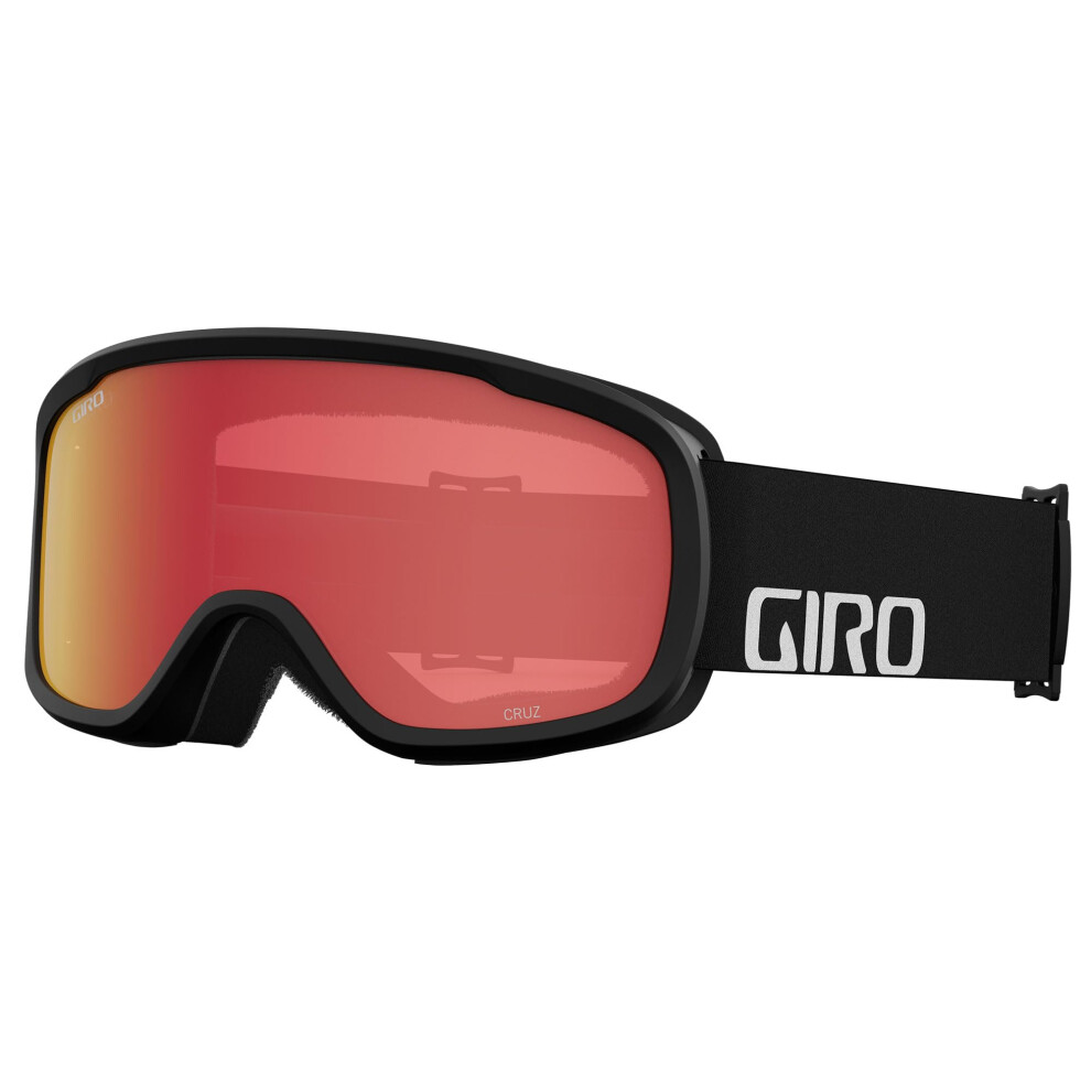Giro Cruz Asian Fit Ski Goggles - Snowboard Goggles for Men  Women & Youth - Anti-Fog - OTG - Black Wordmark Strap with Amber Scarlet Lens