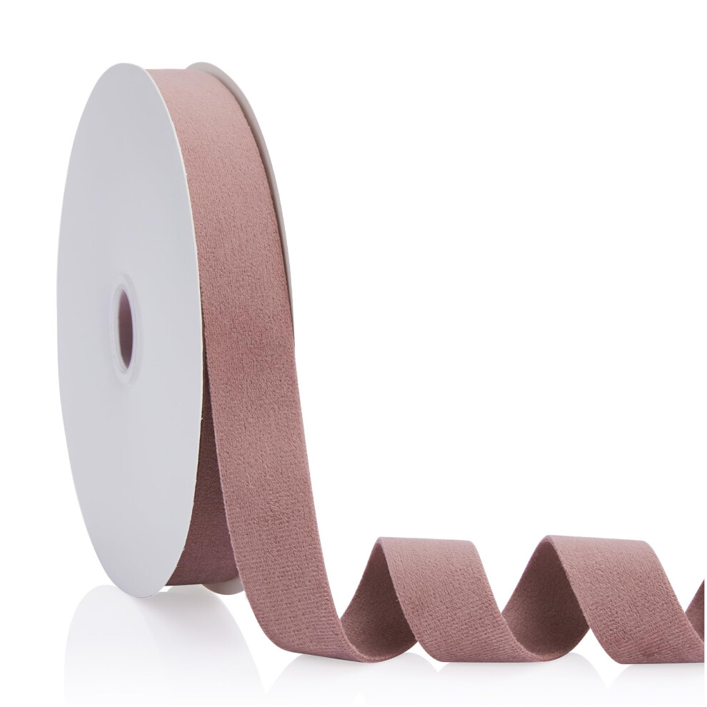 Rozegouden Fluwelen Lint, Dubbelzijdig, 2,5 Cm, Doorlopend, 18 Meter. Te Gebruiken Voor Kerstboomversieringen, Cadeauverpakkingen, Kransdecoratie-image