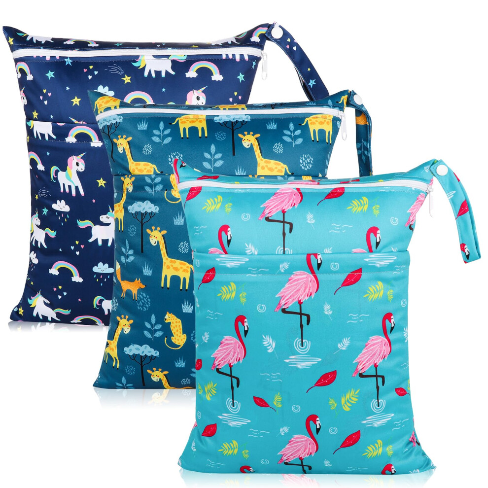 Angel Love Wet Bags for Baby  3 Pack Wet Dry Bags for Baby Cloth Diaper  Wet Bathing Suit Bag Waterproof with Two Zippered Pockets  Washable Wet Bag f-image-OPC-PGSGQ5R-NEW