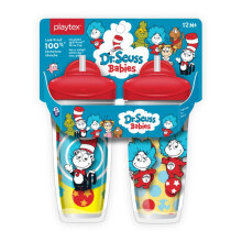 Playtex Baby Sipsters Fze 3 Slamen kelmky Dr. Seuss Kocka v klobouku 3D grafika 9 oz 2 pocet  odoln proti rozlit, nepropustn a izolovan