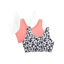 Fruit of the Loom Sportbeha met tanktop voor dames Modekleuren Caleidoscoop/Wit/Punchy Peach 44