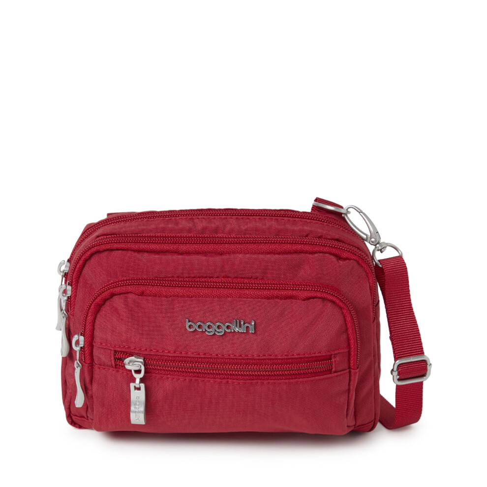 Baggallini Womens Triple Zip Bagg Convertible Cross Body Apple One Size Us