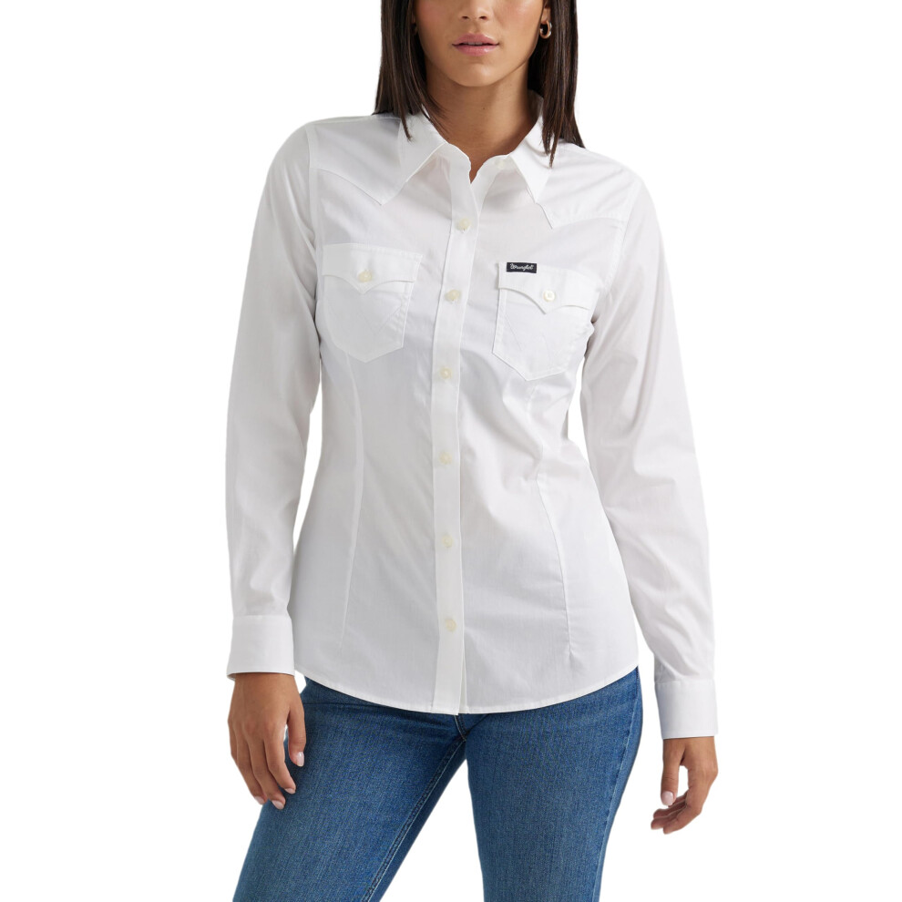 Wrangler Western Women's Retro Button-Down Shirt  White