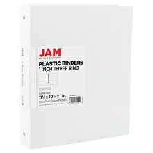 JAM PAPER Plastic ringband van 1 inch - Wit, ringband met 3 ringen - wordt per stuk verkocht