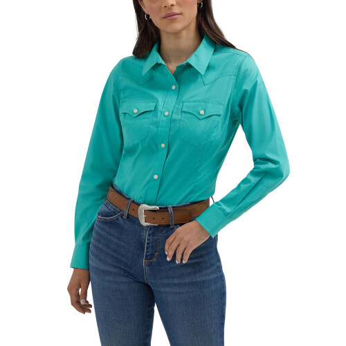 Wrangler Wrangler Western Damen Retro Button-Down Hemd, Helles Aqua
