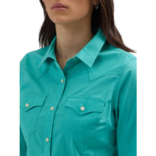 Wrangler Wrangler Western Damen Retro Button-Down Hemd, Helles Aqua 1