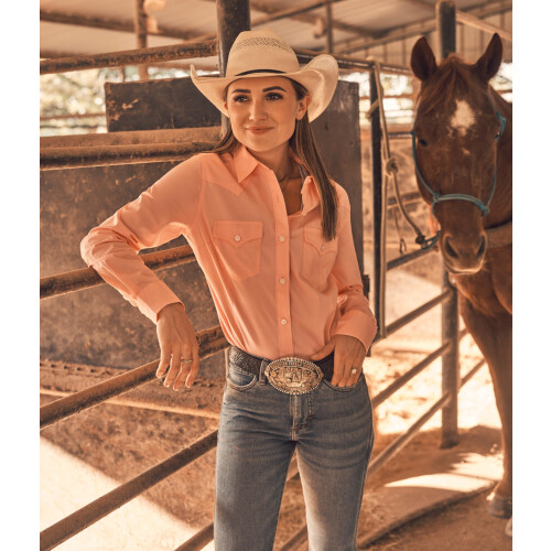 Wrangler Wrangler Western Damen Retro Button-Down Hemd, Helles Aqua 2