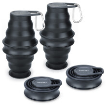 Nefeeko Opvouwbare waterfles 2-pack 17oz Herbruikbare BPA-vrije siliconen opvouwbare waterflessen voor reizen Gym Camping Wandelen Draagbare lekvrije