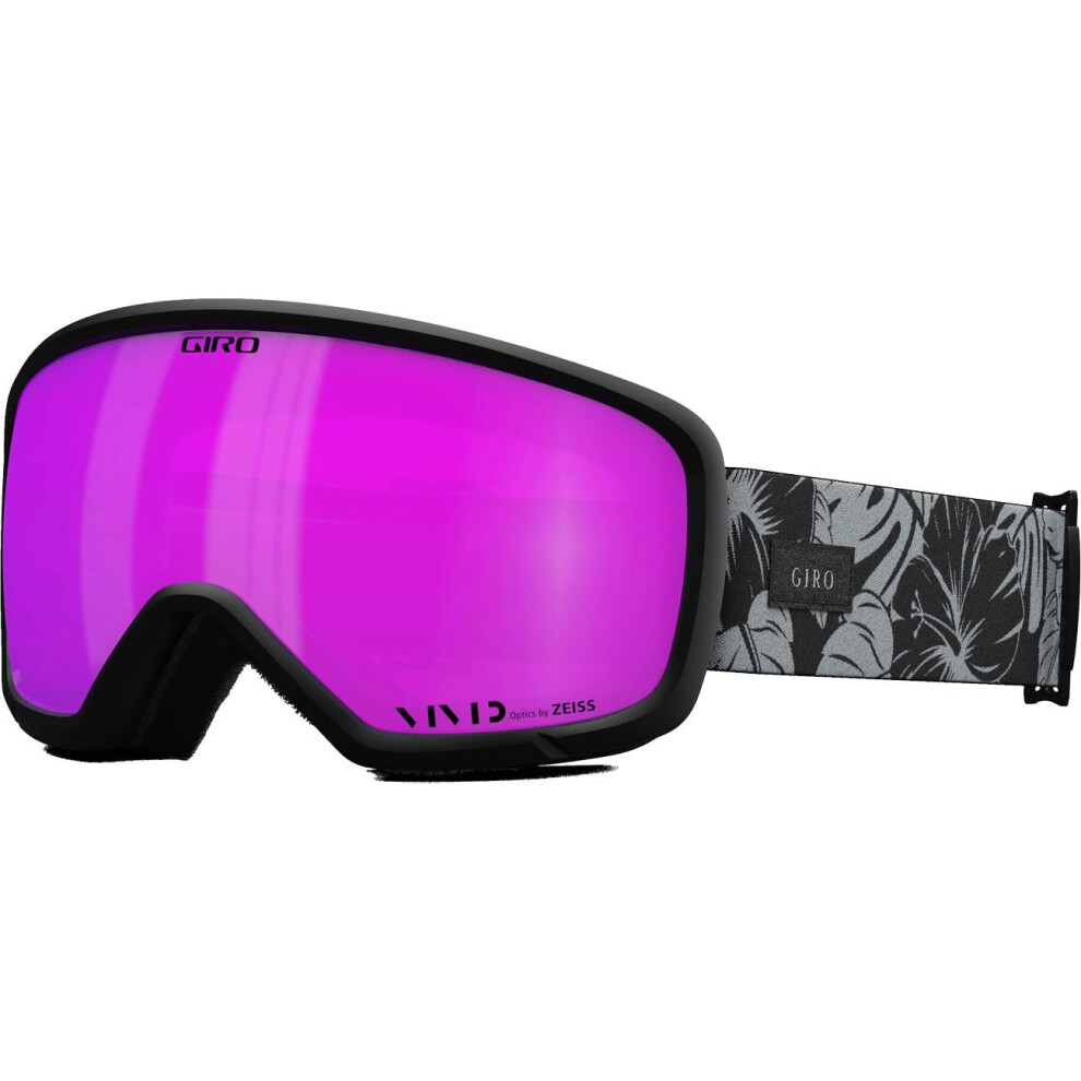 Giro Millie Ski Goggles - Snowboard Goggles For Women & Youth - & Botanical Lux Strap With Vivid Lens Black/Grey/Pink
