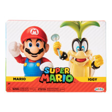 Super Mario Nintendo Figura de Ação 4" 2 Pack - Mario Vs. Iggy Koopa
