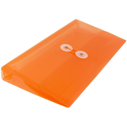 JAM PAPER Plastic Envelopes with Button & String Tie Closure - #10 Business Booklet - 5 1/4 x 10 - Orange - 12/Pack 2