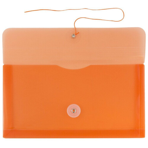 JAM PAPER Plastic Envelopes with Button & String Tie Closure - #10 Business Booklet - 5 1/4 x 10 - Orange - 12/Pack 1