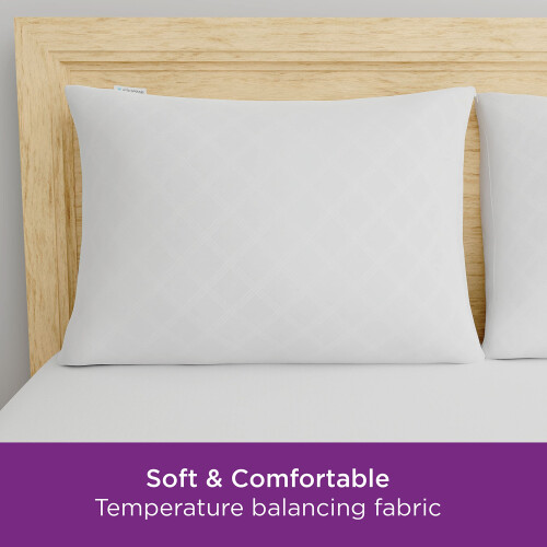 Set of 2 Standard/Queen AllerEase Pillow Protectors - Temperature Balancing  Allergist Recommended - Premium Breathable  Zippered Protectors 1