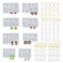 RESIN GO Harz-Schmuckformen, 128 Stck, mehrere UV-Harz-Ohrringformen mit Lchern, Basis-Epoxid-Schlsselanhnger-Sets, Bundle, komplettes Set, Halsk