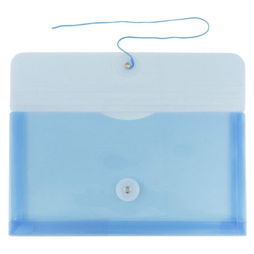 JAM PAPER Envelopes Plásticos com Fecho de Botão e Corda - #10 - 5 1/4 x 10 - Azul - 12/Pack 1