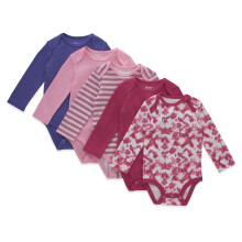 Hanes unisex baby langærmet bodysuit Ultimate Flexy Boys & Girls 5-pack lilla/lyserød 0-6 måneder os