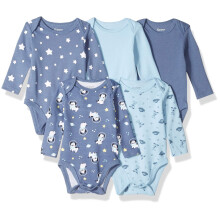 Hanes baby langærmet ultimativ flexy bodysuits drenge og piger 5-pakke himmel 0-6 måneder