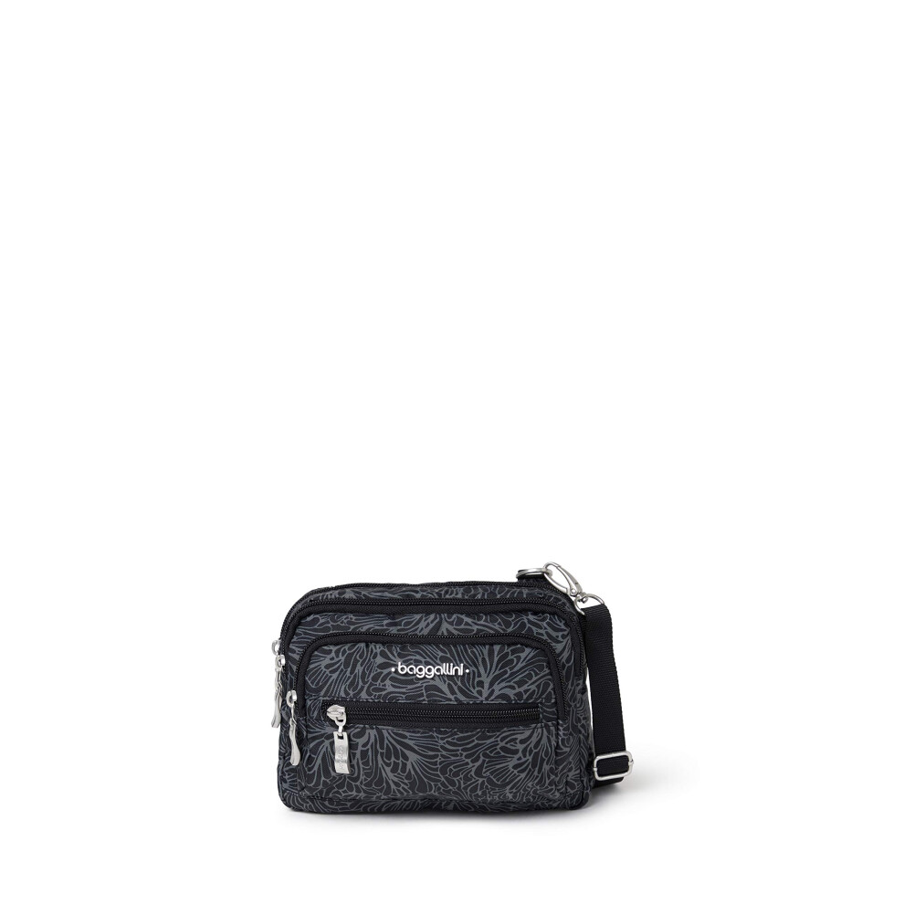 Baggallini Womens Triple Zip Bagg Cross Body Handbags Midnight Blossom One Size Us Not,Specified