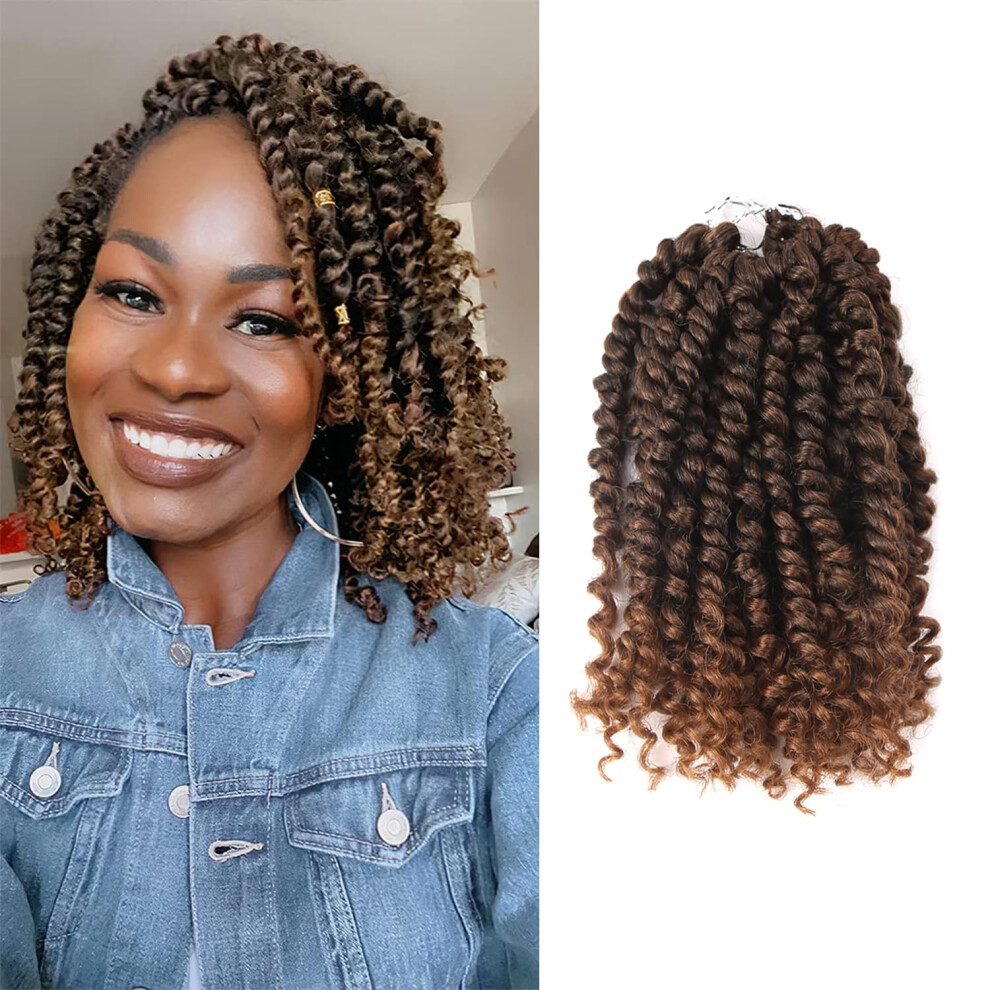Dwair Unisex Passion Twist Hair - 8 Inch Passion Twist Crochet Hair For Women 8 Packs Crochet Pretwisted Curly Hair Passion Twists Synthetic Braiding Hair Extensio