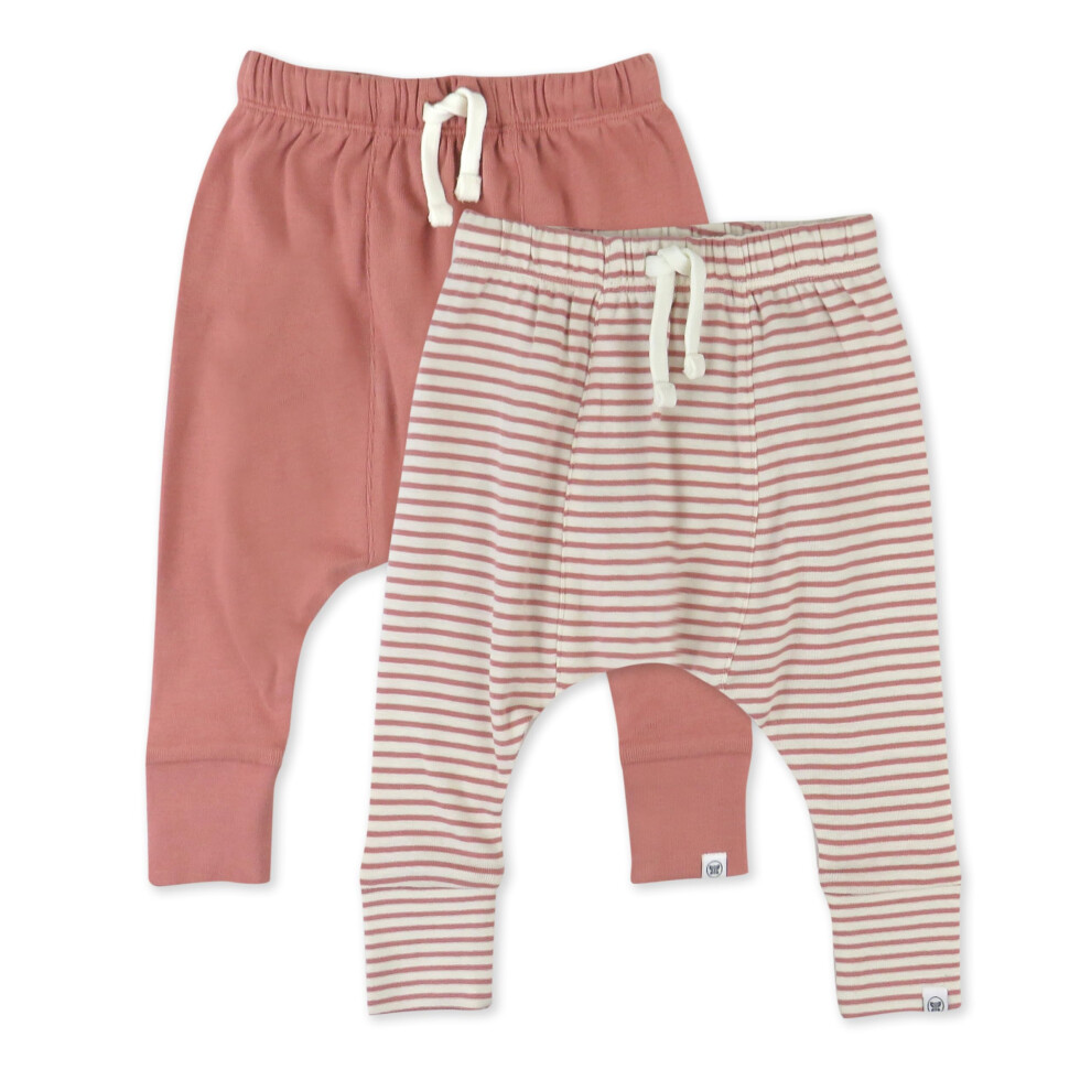 Pantalon de jogging HonestBaby, lot de 2, 100 % coton biologique, à enfiler, pour bébés et tout-petits, garçons et filles, unisexe, mini rayures,