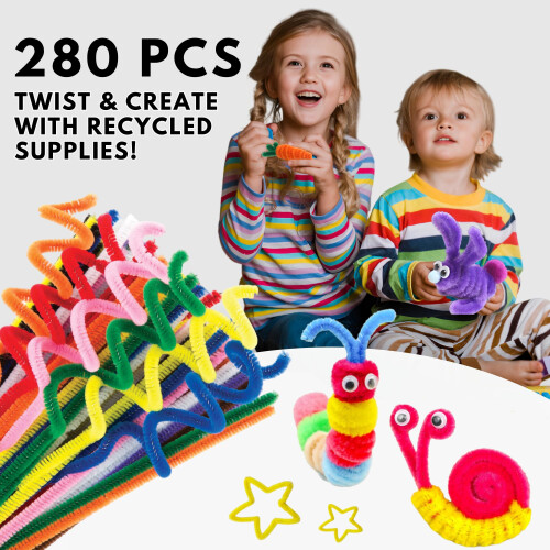 280 PCS Limpa Tubos Artesanato, Hastens Chenille 12 Polegadas, 20 Cores Multi para DIY e Decorações 1
