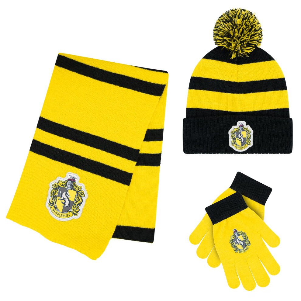 Harry Potter Winter Hat and Gloves with Set  Gryffindor  Slytherin  Hufflepuff  Ravenclaw  Winter Set 5-13 Year Olds