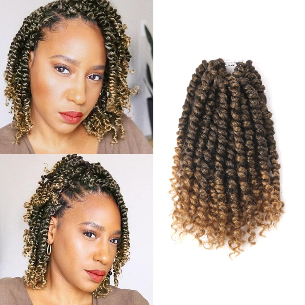 Dwair Unisex Not,Specified Passion Twist Hair - 8 Inch Passion Twist Crochet Hair For Women 8 Packs Crochet Pretwisted Curly Hair Passion Twists Synthetic Braiding Hair Extensio